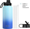DRINCO Stainless Steel Water Bottle Spout Lid Vacuum Insulated Double Wall Water Bottle Wide Mouth (40oz 32oz 22oz 18oz 14oz) Leak Proof Keeps Cold or Hot (32 oz, 32oz Morning Sky Blue) by CozyNest Decor