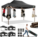COBIZI 10x15 Pop Up Canopy Tent Heavy Duty with Sidewall, Commercial Outdoor Easy Pop Up Gazebo for Party Wedding All Weather Waterproof UV 50+ with Roller Bag(Leg Upgraded),Black by GreenHaven Gardens