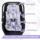 Infant Car Seat Insert and Strap Covers, Very Soft Car Seat Head Support Baby Girl Boy, Reversible Newborn Carseat Insert Cushion Fits for Stroller, Baby Swing, Bouncer (Purple Floral) by TinyTreasures Baby Boutique