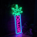 Green Leaf Neon Sign Dimmable Open Neon Lights for Wall Decor LED Neon Sign by USB Powered LED Neon Open Sign For Dispensary Beer Bar Man Cave Coffee Store Hotel Wall Party Decorations 16.8''x7'' by CozyNest Decor