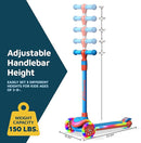 3-Wheel Kids Scooter with Multi-Color Lights on Deck & Wheels – 5-Height Adjustable Handlebar, Wide Anti-Slip Deck, Child Safety Certified, Boys & Girls Ages 3+ Supports Up to 150 lbs by TinyTreasures Baby Boutique