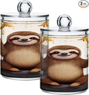 Cute Sloth 2PC Airtight Transparent Plastic Storage Jar Food Storage Container Plastic for Food Herbs Tea etc with Storage Lid easy to use and clean With lid Easy To Use by CozyNest Decor