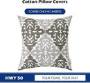 HWY 50 Grey Gray Decorative Throw Pillow Covers 18x18 Inch (1 Piece), Embroidered Cotton Farmhouse Cushion Cover Pillow Case for Sofa Couch Living Room Bed Bedroon, Floral Geometric by CozyNest Decor