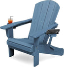 KINGYES Folding Adirondack Chair with Dual Cup Holders - HDPE All-Weather Outdoor Chairs, Wood-Like Patio Chair for Backyard, Camping, Pool & Fire Pit, Navy by GreenHaven Gardens