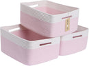 Large Storage Baskets for Shelves, Closet Organizers Bins for Clothes Blanket Towels, Baby Nursery, Toy Baskets Box, Woven Rope Baskets, 17 x 13 x 7.5”, 3 Packs Woven Pink by TinyTreasures Baby Boutique
