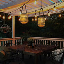 pearlstar Outdoor Solar Lanterns Light Rattan Natural Lantern with Handle for Hanging or Table Lamp for Patio Yard Garden Wedding Home Decoration, Edison Bulb, Auto on/Off (Style 4) by GreenHaven Gardens