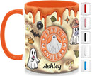 Personalized Halloween Mugs with Names, Halloween Pumpkin Coffee Mug, Custom Ghost Accent Mug Spooky Halloween Gifts For Women Men Friends Family Spooky Season Gift Fall Mug 11 Oz by TinyTreasures Baby Boutique