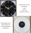 Marble Minimalist Wall Clock for Living Room Black Wall Clocks Battery Operated 20 Inch Big Glass Wall Clock Non Ticking by CozyNest Decor