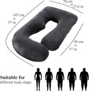Pregnancy Pillow, Full Body 57 Inch Maternity Pillow with Removable Washable Cover - Sleep Support for Legs, Back, Neck, Shoulder, HIPS, Belly for Pregnent Women, Black Grey Velvet Cover by TinyTreasures Baby Boutique