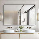 Bathroom Black Mirror, 36x55in Black Rectangle Mirror with Thin Metal Frame, Large Rectangular Wall Mirror for Bathroom, Living Room, Hair Salon, Big Farmhouse Mirror Hang Horizontal/Vertical by CozyNest Decor