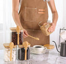 ComSaf 0.8 Qt Glass Jars with Bamboo Lids & Spoons Set of 4, Square Glass Containers with Lids, Sugar Coffee Containers Salt Spice Jars, Pantry Storage Container for Loose Tea, Candy, Brown Sugar, Nut by CozyNest Decor