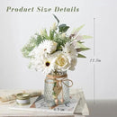 Artificial White Flowers with Vase, Fake Flowers Arrangement for Home Decor, Faux Flowers for Farmhouse Coffee Table Decor, House Kitchen Centerpiece Table Decorations by GreenHaven Gardens