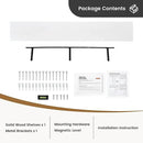 Fun Memories 48 Inch Floating Shelves for Wall, Deep Rustic Solid Pine Wood Shelf - Farmhouse Wall Mounted Display Shelf with Heavy-Duty Metal Bracket, 48" W x 8" D, Set of 1, White by CozyNest Decor