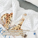 Custom Name Crib Bedding Set - Blue Floral Leopard Pattern, Personalized Nursery Bedding 3-Piece Set– Soft Blanket, Fitted Sheet, Changing Pad Cover – for Newborns Girls Nursery Gifts by TinyTreasures Baby Boutique