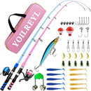 Collapsible Telescopic Fishing Rod and Reel Combo Push Button Small Fishing Pole Kit Beginner Youth Boys Fishing Starter Set Tackle by TinyTreasures Baby Boutique