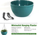 WOUSIWER 13 inch 2 Pack Large Hanging Planters for Indoor Outdoor Plants with Drainage Holes and Chain, Round Hanging Flower Pots for Garden Home Porch Decor, Myrtle Green by CozyNest Decor