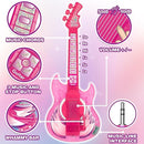 Kids Guitar and Microphone Set, Microphone with Stand and Color Light, Toy Guitar with Strap and Adjustable Volume, Toddler Musical Instrument for 5-9, Kids Karaoke Machine for Boy Girls (Pink) by TinyTreasures Baby Boutique