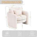 Chenille Accent Armchair Oversize Upholstered Barrel Comfy Modern Round Lounge Sofa Chair with Pillow Cozy Reading Chairs for Apartment,Office,Living Room,Dining,Makeup,Club,Beige by CozyNest Decor