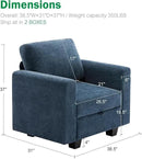 38.5 Oversized Accent Chair with Storage Blue Chenille, Single Modern Accent Sofa Chair with Arms for Apartment Living Room (21" Deep Seat) by CozyNest Decor