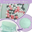 Baby Ball Pit Tent with 50 Balls - For Toddlers, Pink/White/Gray Princess Playhouse with Carry Bag, 109x90cm by TinyTreasures Baby Boutique