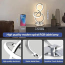 Modern Table Lamp, LED Bedside lamp with USB C+A Ports, Touch Stepless Dimmable Nightstand lamp, Unique Spiral Table lamp for Bedroom Living Room Home Office, LED Spiral lamp, Silver by CozyNest Decor