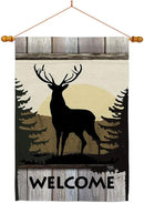 Welcome Deer House Flag Dowel Set Animals Wildlife Outdoor Bear Wolf Pet Nature Farm Animal Creature Small Decorative Gift Yard Banner Made In USA 28 X 40 by GreenHaven Gardens