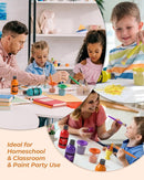 Nicpro 14 Colors Large Washable Paint for Kids 8.45oz/250ml, Non Toxic Children Tempera Finger Paints with Paint Brushes, Cups and Sponge for Art, Poster, School, Classroom, Craft DIY, Children by TinyTreasures Baby Boutique