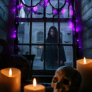 Halloween Horror Atmosphere Lights, Orange&Purple LED String Lights with 9.9FT Creepy Black Gauze, Battery Powered with Timer & 8 Flashing Modes (Purple) by CozyNest Decor