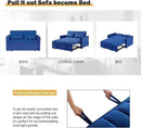 3 in 1 Sleeper Sofa Bed, Futon Sofa Bed for Living Room with Side Pocket, Blue Sleepers Sofas Couch with Pullout Beds, Convertible Love Seat Sleepers couch for Living Room, Bedroom, Small Space by CozyNest Decor