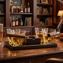 The Wine Savant Cigar Glasses Tray & Ash Tray, 4 Whiskey Cigar Glasses