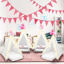8 Pack Sleepover Tent for Girls Party,Teepee Tent for Kids Slumber Party Bulk with Light String,Air Mattress,Fitted Sheet,Washable Natural Cotton Toddler Teepee Indoor Outdoor(White) by TinyTreasures Baby Boutique