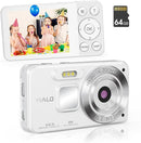 4K Digital Camera for Teens, FHD 64MP Digital Camera for Kids with 64GB SD Card, 18X Digital Zoom Cameras for Photography, Point and Shoot Video Camera for Kids, White by TinyTreasures Baby Boutique