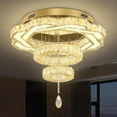 Flashing God Modern Crystal Chandeliers Dia 24" Gold Chandelier Flush Mount Ceiling Light for Bedroom Living Room Dining Room Hallway Dimmable 3 Rings LED Celing Lighting Fixtures by CozyNest Decor