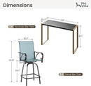 PHI VILLA 3 Piece Outdoor Bar Set, High Top Patio Bistro Table and Bar Chairs with Teal Textilene Fabric & Rustproof Metal Frame for Backyard, Balcony, Garden & Poolside by CozyNest Decor