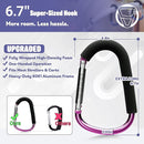 sprookber 6.7 Inch Large Stroller Hooks for Diaper Bags & Purses, Heavy Duty Mommy Hooks for Shopping, Grocery, Backpack – Baby Stroller Accessories, Set of 2 (Pink) by TinyTreasures Baby Boutique