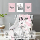 Personalized Baby Crib Bedding Set for Baby Girls, Pink Elephant Design Custom Name Baby Crib Sets 5-Pcs, Toddler Double Layer Blanket Fitted Sheets Changing Pad Cover Rug Wall Art Set by TinyTreasures Baby Boutique