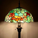 Tiffany Floor Lamp Stained Glass Lamp Standing Reading Light 16x16x70 Inch for Living Room (Red Green Flowers) by CozyNest Decor