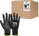 DULFINE Ultra-Thin PU Coated Work Gloves-60 Pairs,Excellent Grip,Nylon Shell Black Polyurethane Coated Safety Work Gloves, Knit Wrist Cuff,Ideal for Light Duty Work. (Medium) by GreenHaven Gardens