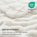 BEDELITE Faux Fur Throw Blanket for Couch, Soft and Cozy Boho Ruched Fluffy Blanket, Warm Plush Fuzzy Faux Rabbit Fur Blanket for Women Gift (Cream, 60"x 80") by CozyNest Decor