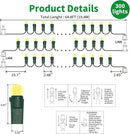Yellow Wide Angle LED String Lights, 64.8 Ft 300 Count, Pack of 3 Strands 21.9 Ft 100 Lights UL Certified Commercial Grade Green Wire 5mm Holiday String Light by CozyNest Decor