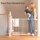 Cumbor 29.2-43" No Bottom Bar Baby Gate for Stairs, 2-in-1 Hardware Mounted Dog Gate Indoor, Auto Close Pet Gate for Doorways with Large Walk Thru Door, Wide Child-Proof Safety Gates for Kids (White) by TinyTreasures Baby Boutique