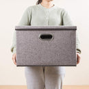 PRANDOM Large Foldable Storage Bin with Lid [1-Pack] Linen Fabric Decorative Storage Box Organizer Containers Basket Cube with Handles Divider for Bedroom Closet Office Living Room (17.7x11.8x11.8) by TinyTreasures Baby Boutique