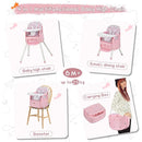 4 in 1 Portable Baby High Chair,Convertible Highchair for Babies & Toddlers-Foldable Infant Booster Seat,Carry Small Box,Dining Chair,Toddler High Chair with 5-Point Harness,Removable Tray-Pink by TinyTreasures Baby Boutique
