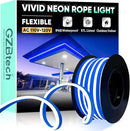 GZBtech Flexible LED Neon Rope Lights 16.4FT,AC 110-120V Waterproof Neon Strip Light, 120LEDs/M Cuttable Connectable Rope Lighting for Indoor Outdoor Home Decor/Commercial Building Use-Blue 5M by CozyNest Decor