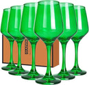Green Wine Glasses Set of 6-12oz Green Long Stem Wine Glass Cups, Pretty Crystal Glassware, Hand Blown Goblets Drinkware, Unique Drinking Stemware Holiday Gift Set by CozyNest Decor