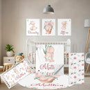 Custom Baby Crib Bedding Set - 5 Pcs Personalized Name Baby Crib Set with Double Layer Blanket - Soft Tulip Bunny Nursery Bedding Set for Girls Boys - Customized Gifts for Infants Toddlers by TinyTreasures Baby Boutique