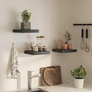 Square Floating Shelves for Wall, 12" W x 12" D x 1.2" H, Small Wooden Wall Mounted Display Shelves with Invisible Brackets for Living Room, Bedroom, Bathroom, Kitchen Decor, Set of 3, Black by CozyNest Decor