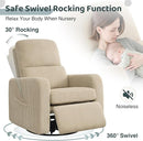 Swivel Rocker Recliner, Oversized Manual Nursery Glider Rocking Recliner Chair with Removable Cushion, Upholstered Swivel Reclining Chair for Nursery Living Room Bedroom, Corduroy Camel by TinyTreasures Baby Boutique