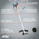 SENIX GTBCU4QL-M 4QL 31 cc Gas Brush Cutter, 4-Cycle String Trimmer and Edger Lawn Tool with Straight Shaft, Front D-Handle, Bump Feed, 17.7 Inch Cutting Width by GreenHaven Gardens