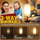 Yarra-Decor Bedside Lamp with USB Port - Touch Control Table Lamp for Bedroom 3 Way Dimmable Nightstand Lamp with Round Grey Fabric Shade for Living Room, Dorm, Home Office (LED Bulb Included) by CozyNest Decor